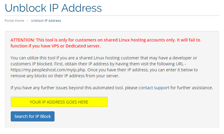 site ip unblock issue