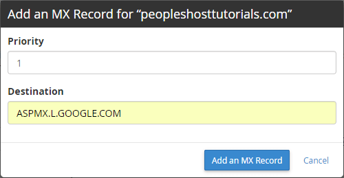 Google G Suite MX Record