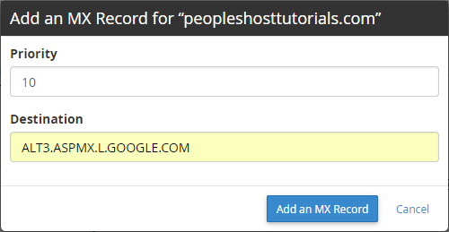 Google G Suite MX Record