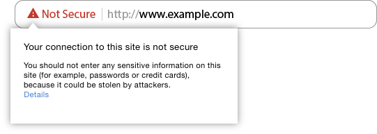 Chrome not secure warning